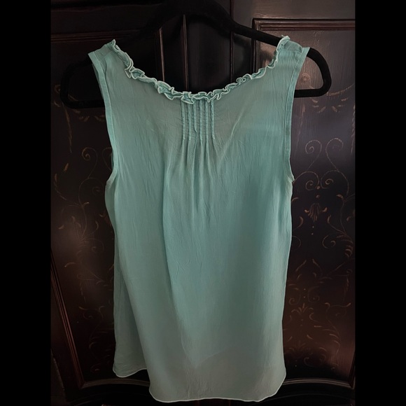 JOHNNY WAS Ruffle Embroidered Tank Top - Size XS in Beautiful Shade of Turquoise - Picture 8 of 14
